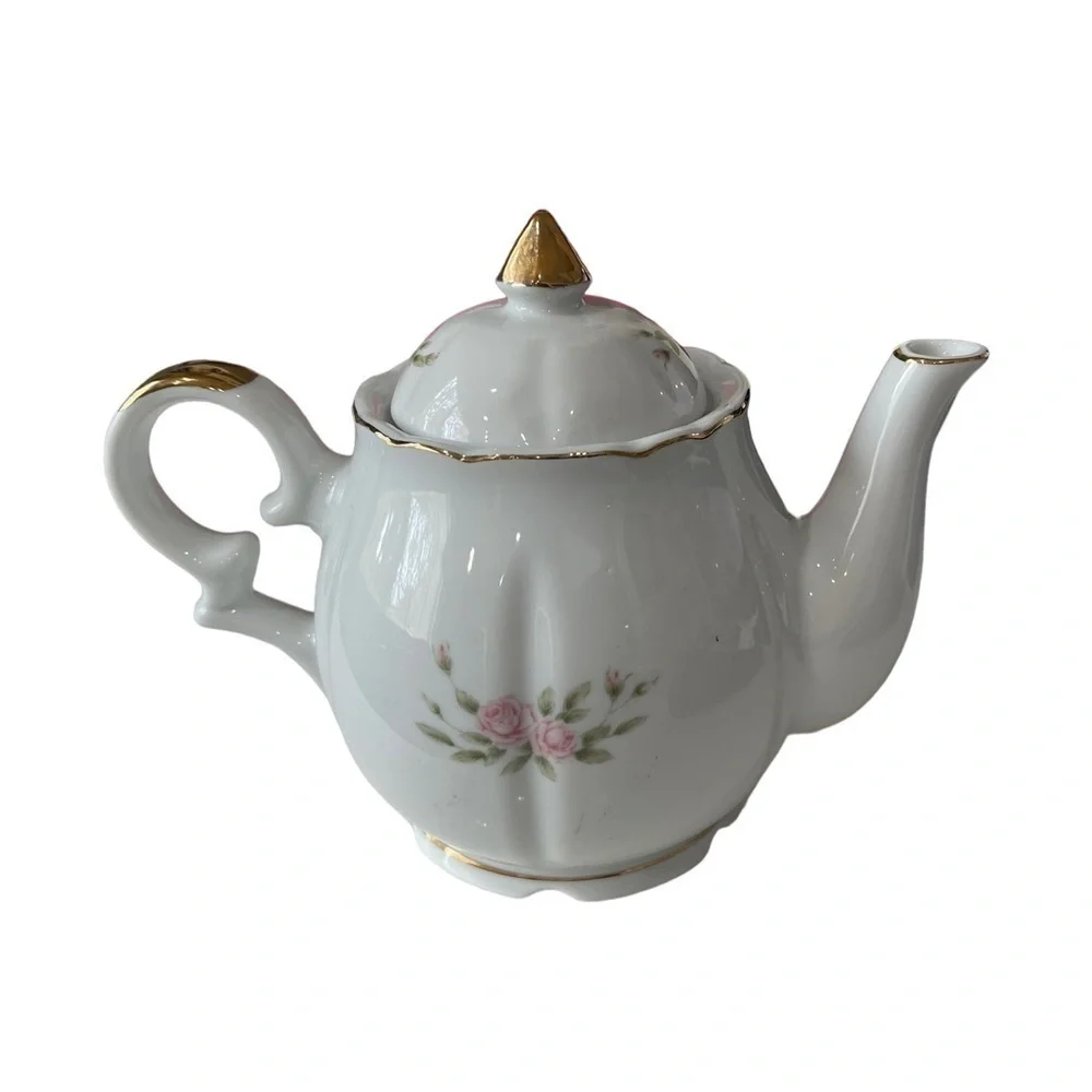 Lefton 50th Anniversary musical Teapot flowers with with gold trim - Picture 2 of 5